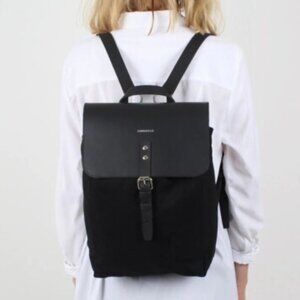 Sandqvist Alva Leather and Canvas Backpack Black